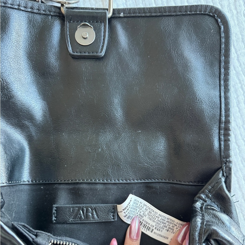 ZARA Black Quilted Crossbody Bag Chain Strap Detachable Adjustable Silver HW - Picture 6 of 6